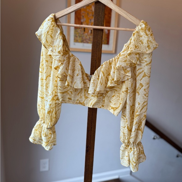 Hello Molly Yellow Floral Ruffle Blouse - Picture 1 of 5